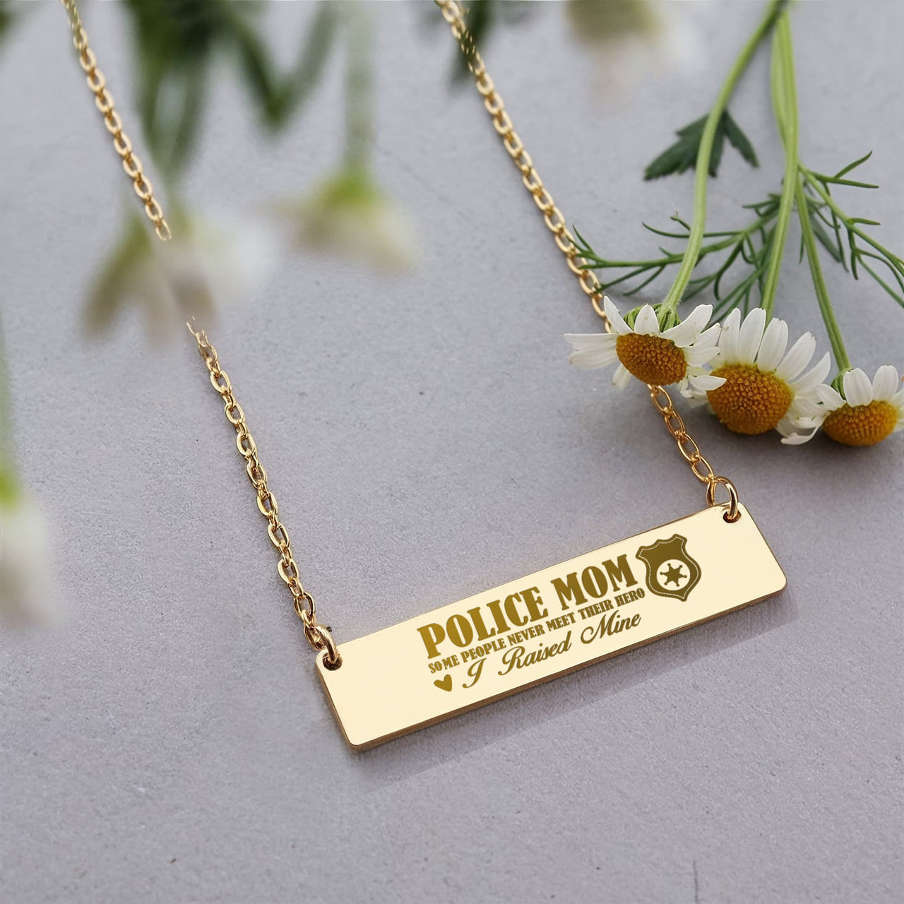 Horizontal Bar Necklace for Mom - Mother's Day Gift - Police Mom