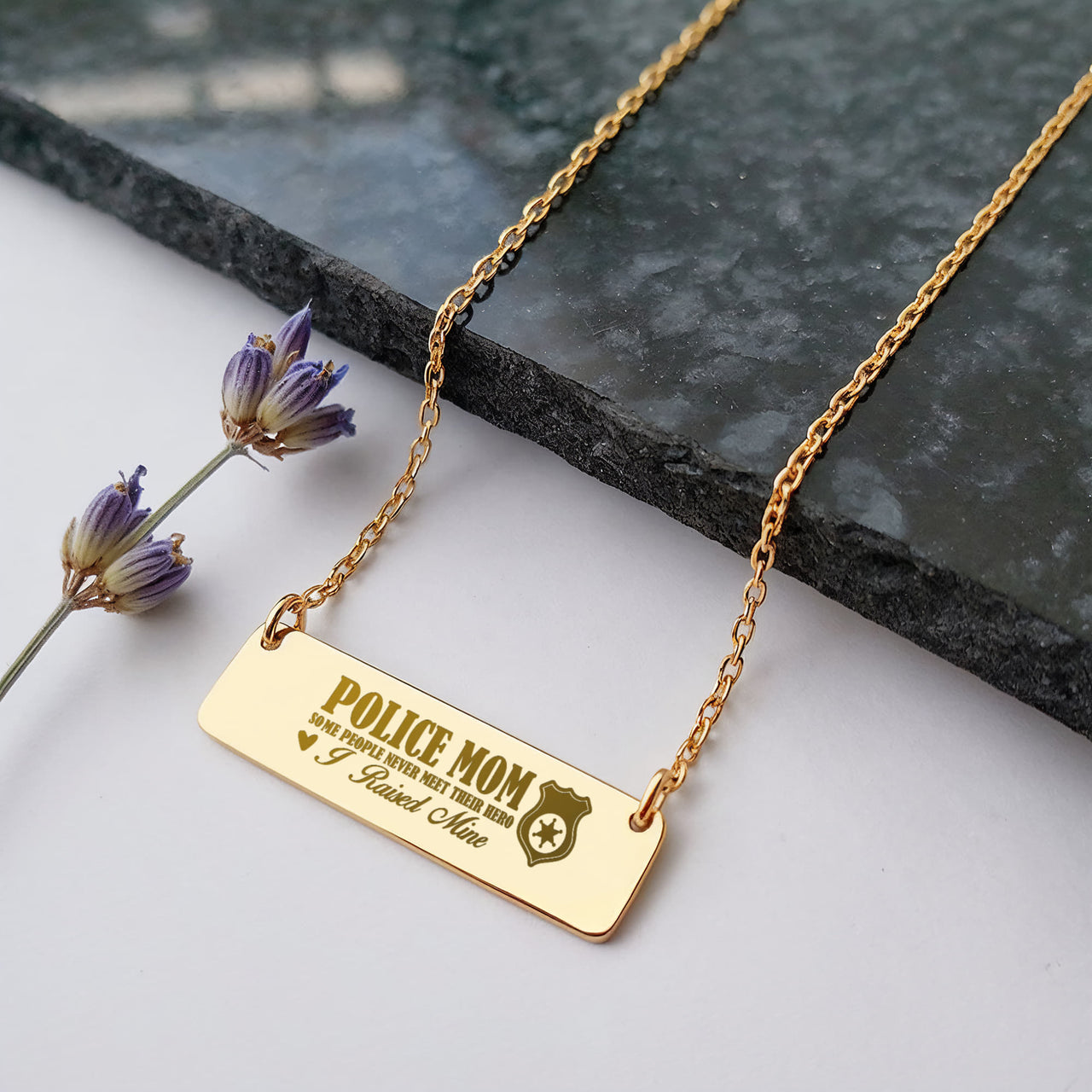 Horizontal Bar Necklace for Mom - Mother's Day Gift - Police Mom