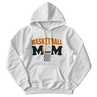Gildan 18500 Unisex White Hooded Sweatshirt Front Print - Mother's Day Gift - Basketball Mom