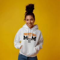 Gildan 18500 Unisex White Hooded Sweatshirt Front Print - Mother's Day Gift - Basketball Mom