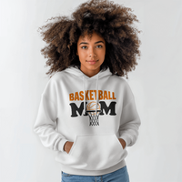 Gildan 18500 Unisex White Hooded Sweatshirt Front Print - Mother's Day Gift - Basketball Mom