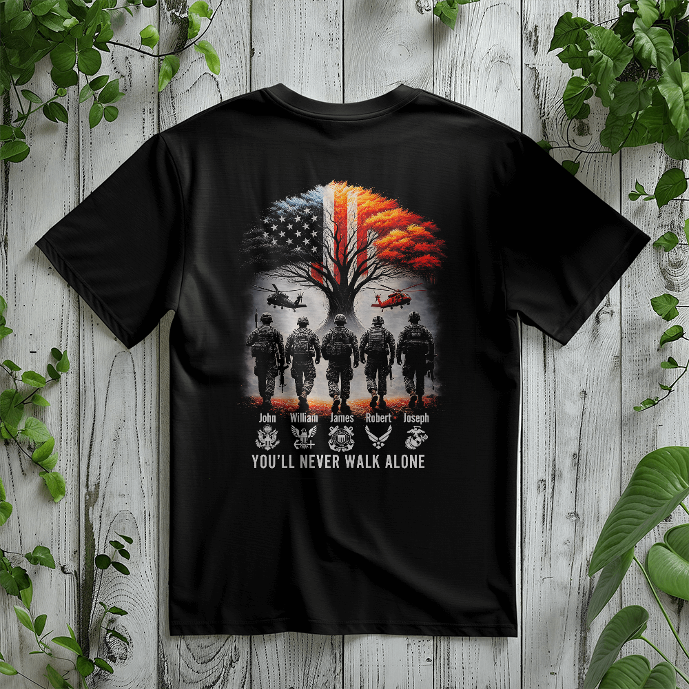 Perosnalized Black Unisex T-Shirt Back Print -Veterans