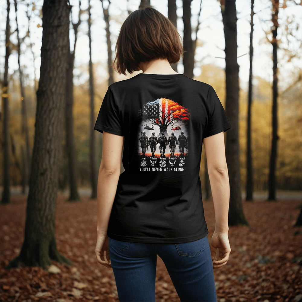 Perosnalized Black Unisex T-Shirt Back Print -Veterans