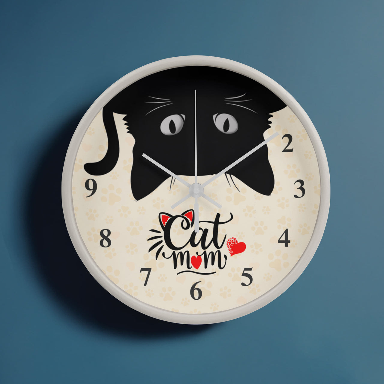 Wooden Frame 10" Clock for Cat Mom - Mother's Day Gift