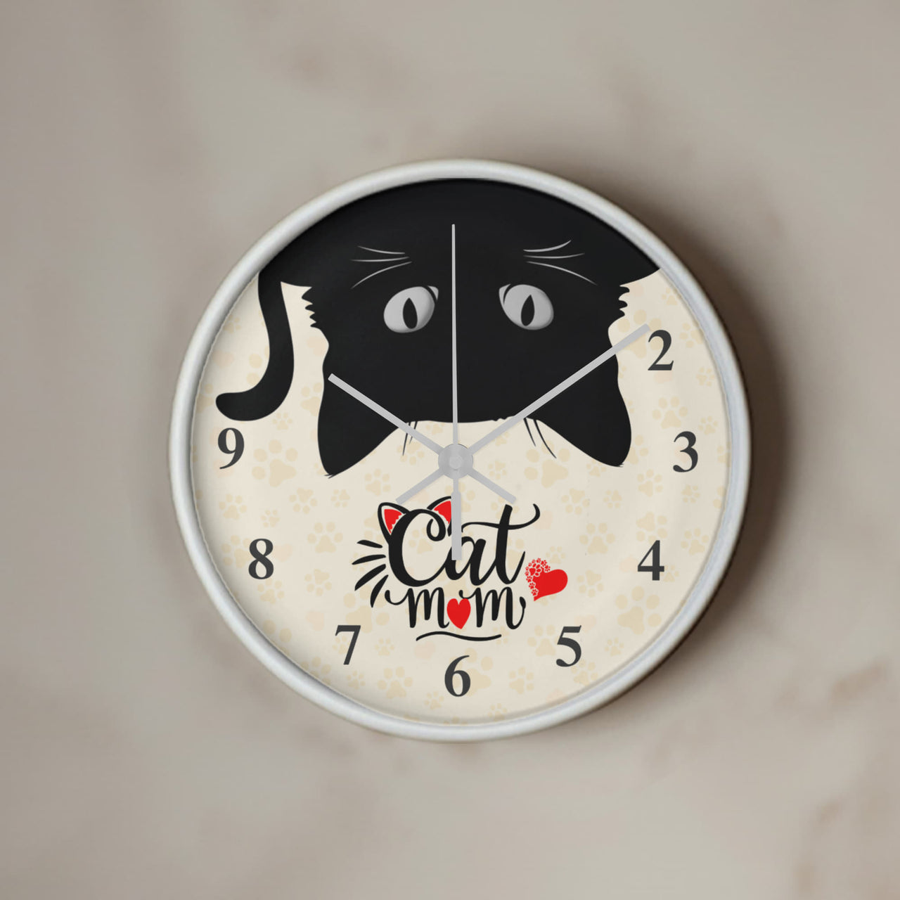 Wooden Frame 10" Clock for Cat Mom - Mother's Day Gift