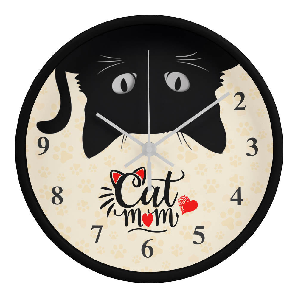 Wooden Frame 10" Clock for Cat Mom - Mother's Day Gift