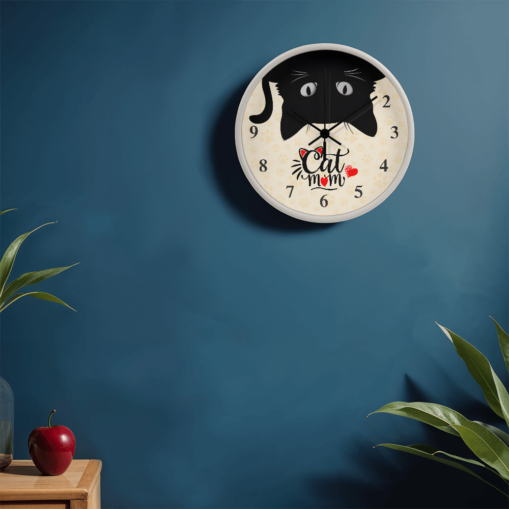 Wooden Frame 10" Clock for Cat Mom - Mother's Day Gift