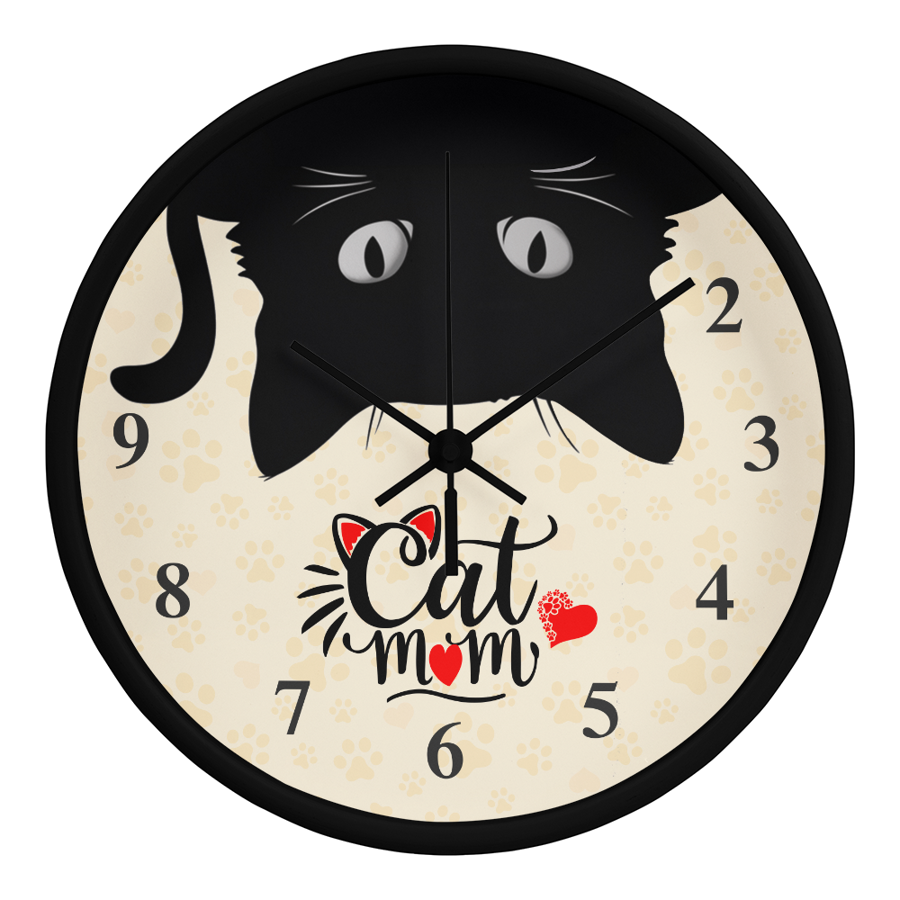 Wooden Frame 10" Clock for Cat Mom - Mother's Day Gift