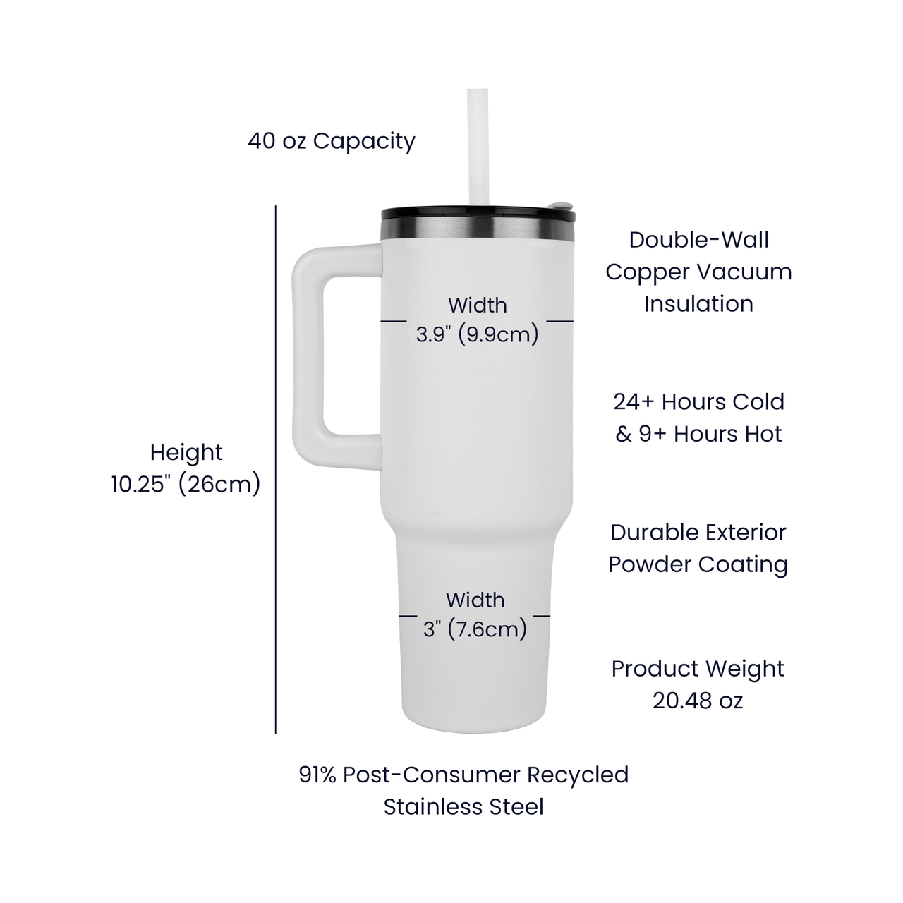 40oz Tumbler - Laser engraved - Phd