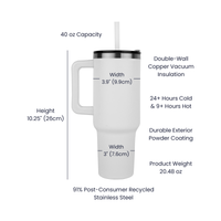 40oz Tumbler - Laser engraved - Phd