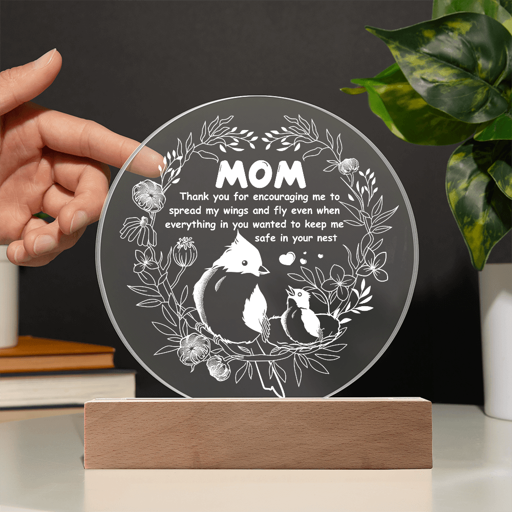 Acrylic Circle Plaque – Mom Gift to Spread Wings - TreasuredTale