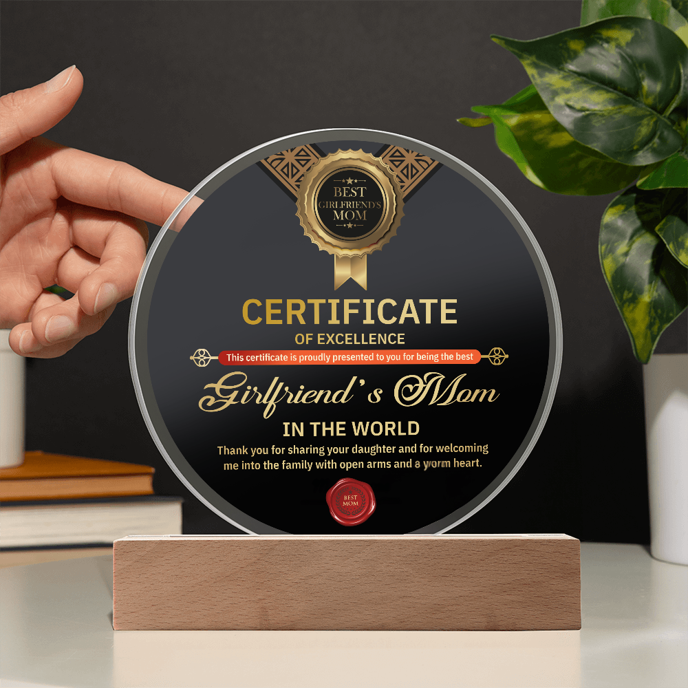 Acrylic Circle Plaque – Best Girlfriend's Mom Gift