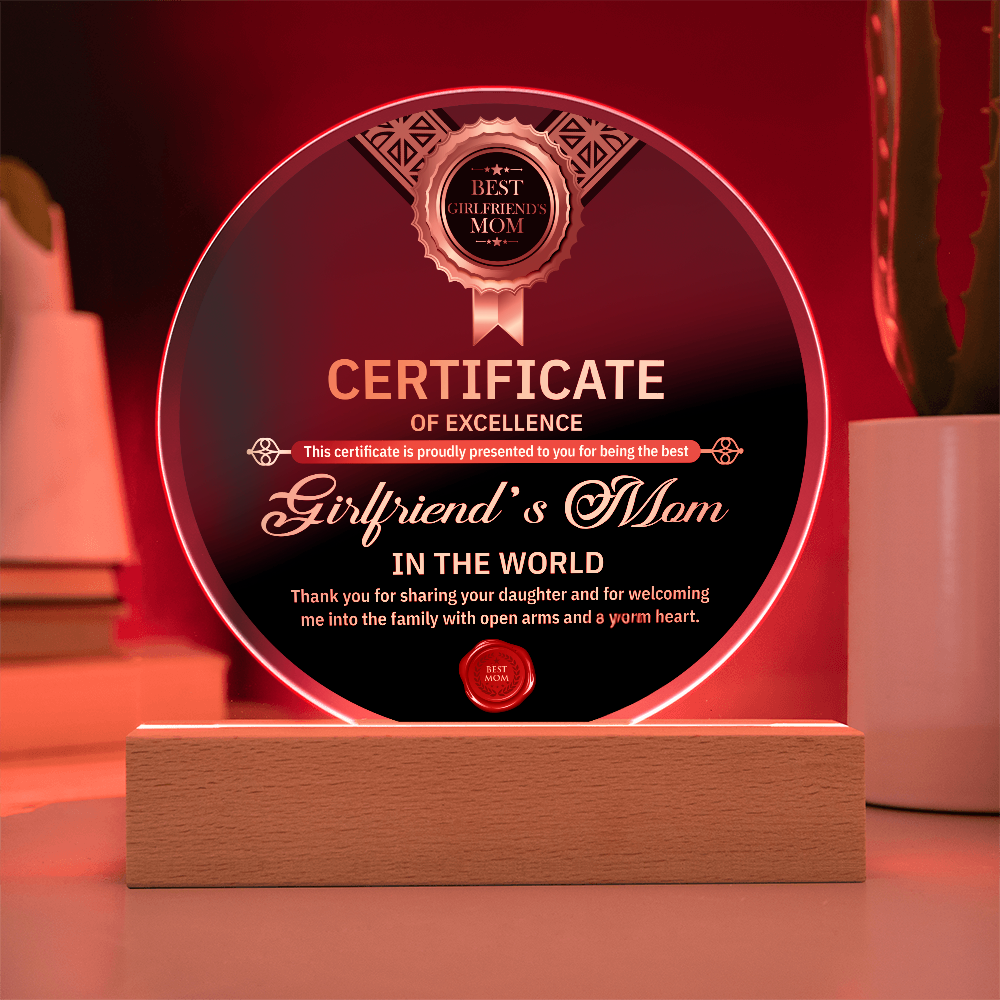 Acrylic Circle Plaque – Best Girlfriend's Mom Gift