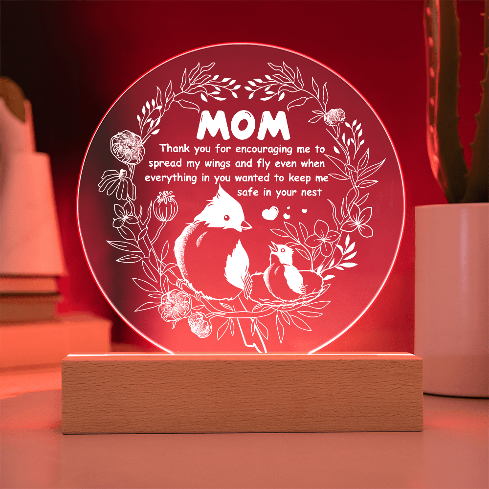 Acrylic Circle Plaque – Mom Gift to Spread Wings - TreasuredTale
