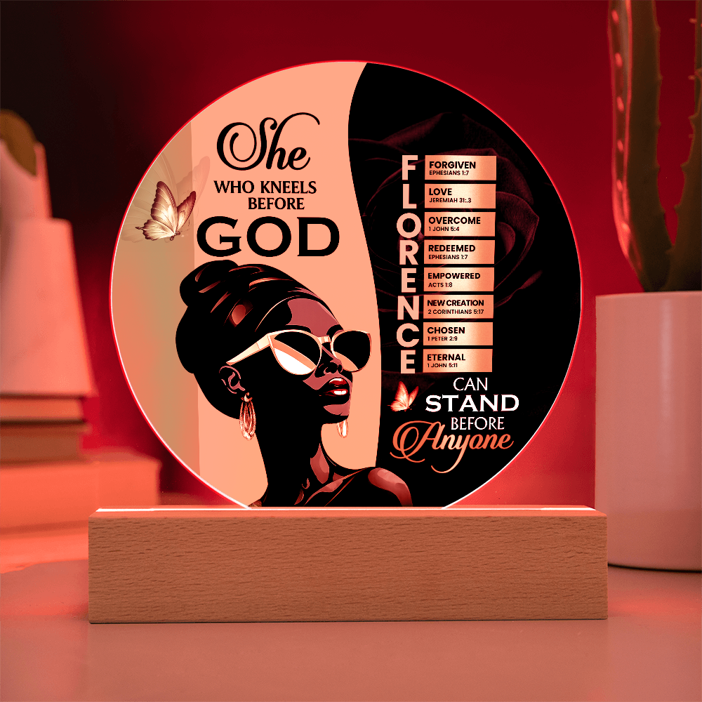 Acrylic Circle Plaque - She Who Kneels Before God