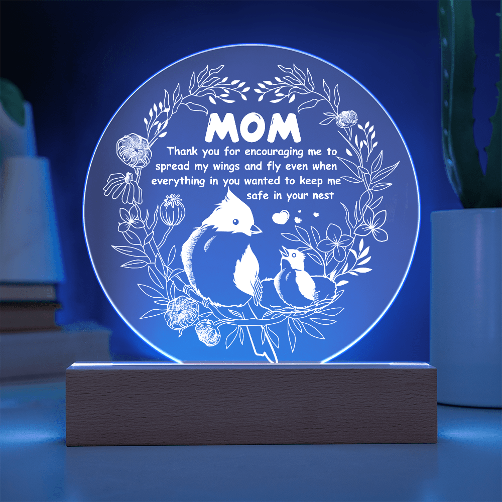 Acrylic Circle Plaque – Mom Gift to Spread Wings - TreasuredTale