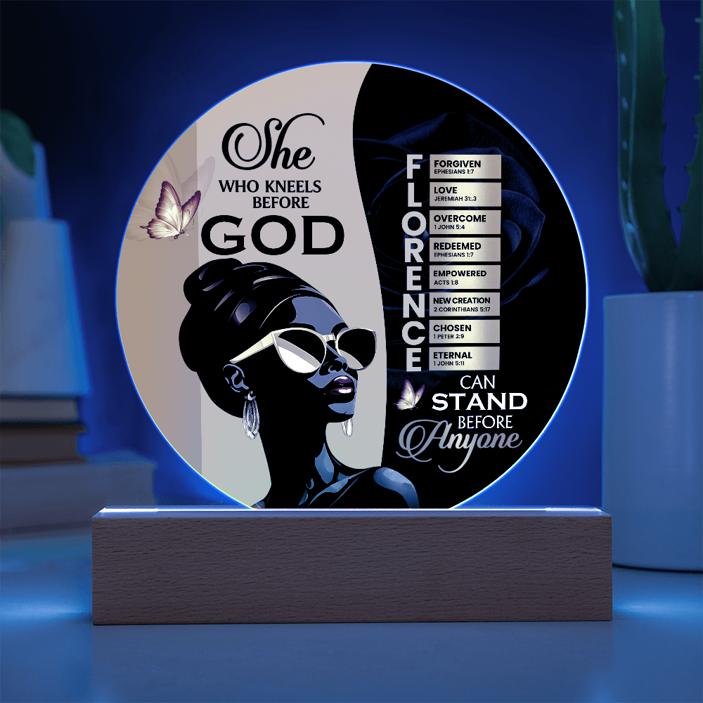 Acrylic Circle Plaque - She Who Kneels Before God
