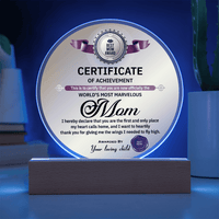 Acrylic Circle Plaque – World's Most Marvelous Mom Gift - TreasuredTale