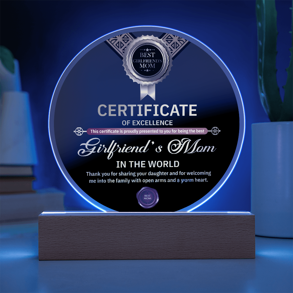 Acrylic Circle Plaque – Best Girlfriend's Mom Gift