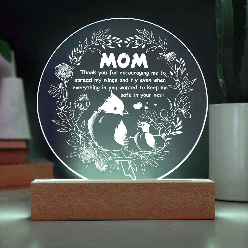 Acrylic Circle Plaque – Mom Gift to Spread Wings - TreasuredTale