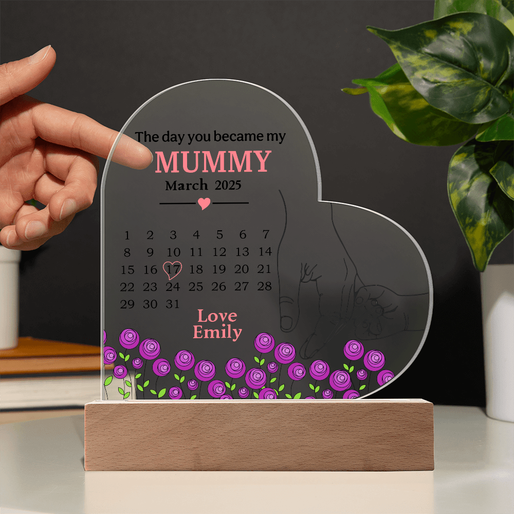 Acrylic Heart Plaque – The Day You Became My Mummy - TreasuredTale