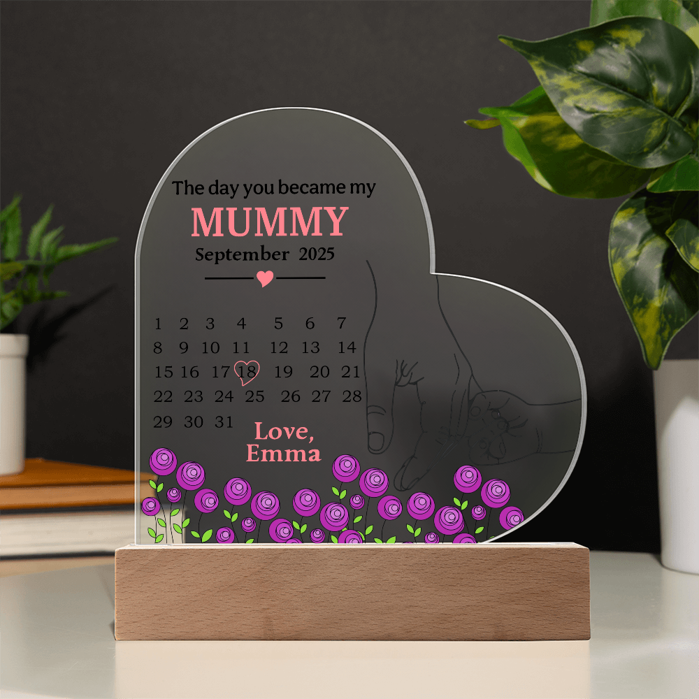 Personalized Acrylic Heart Plaque for Mummy - Mother's Day Gift – The Day You Became My Mummy