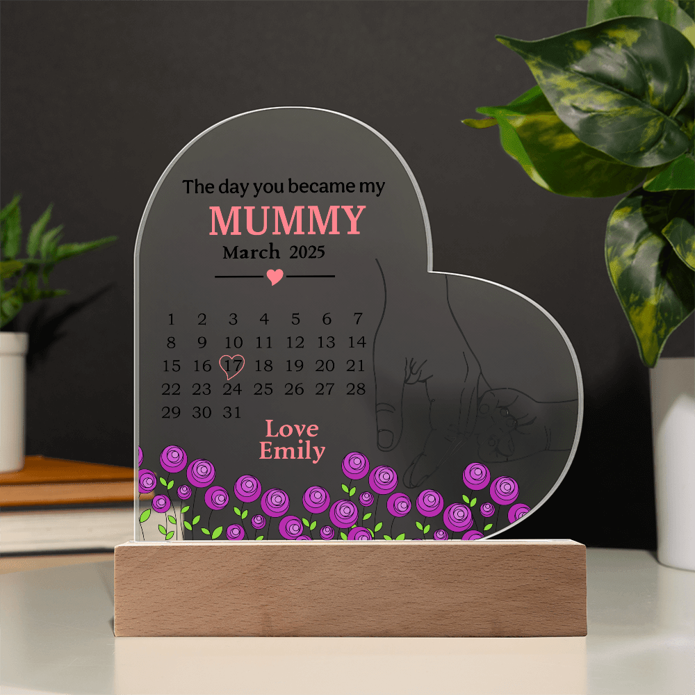 Acrylic Heart Plaque – The Day You Became My Mummy - TreasuredTale