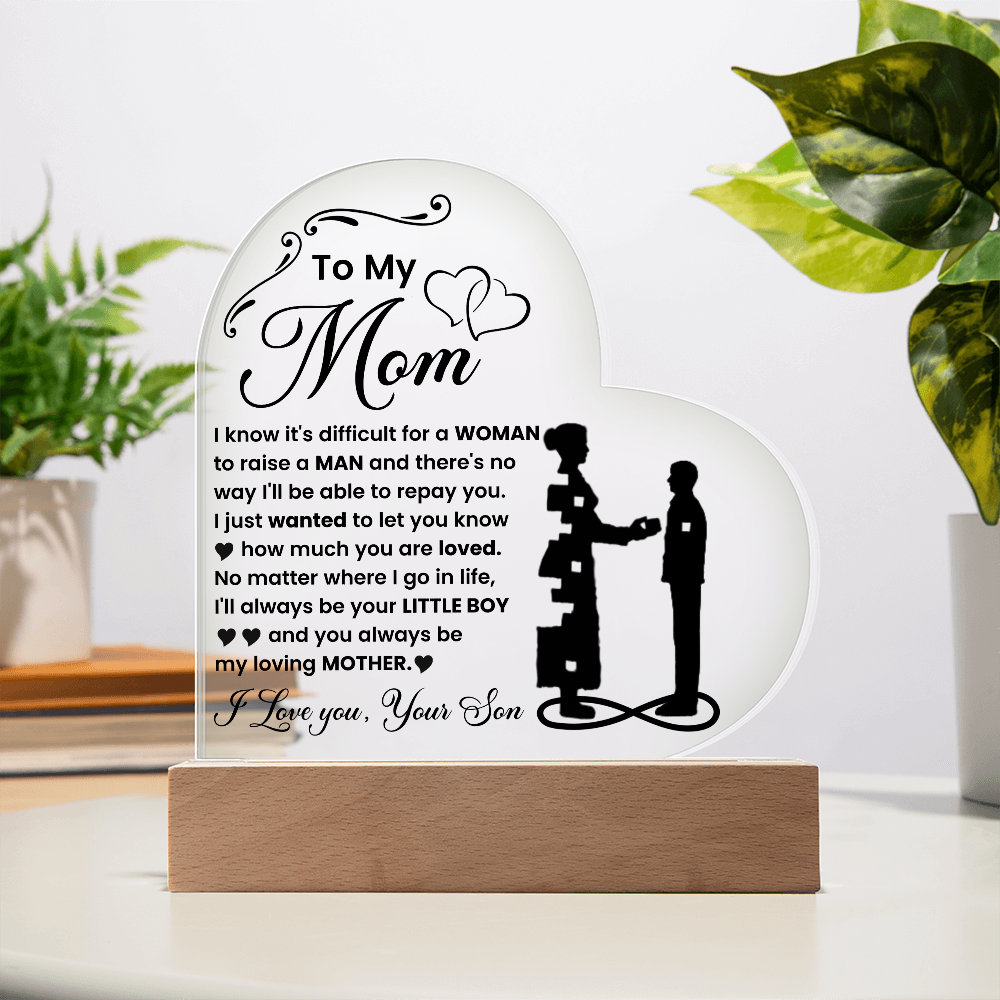 Acrylic Heart Plaque for Mom from Son - Mother's Day Gift
