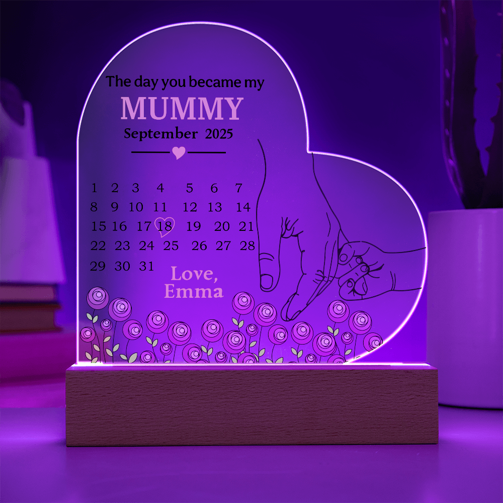 Personalized Acrylic Heart Plaque for Mummy - Mother's Day Gift – The Day You Became My Mummy