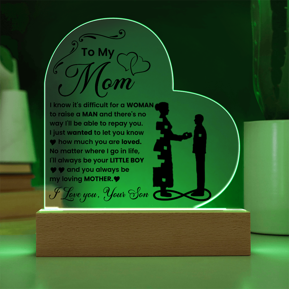 Acrylic Heart Plaque for Mom from Son - Mother's Day Gift