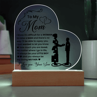 Acrylic Heart Plaque – Mom Gift from Loving Son - TreasuredTale