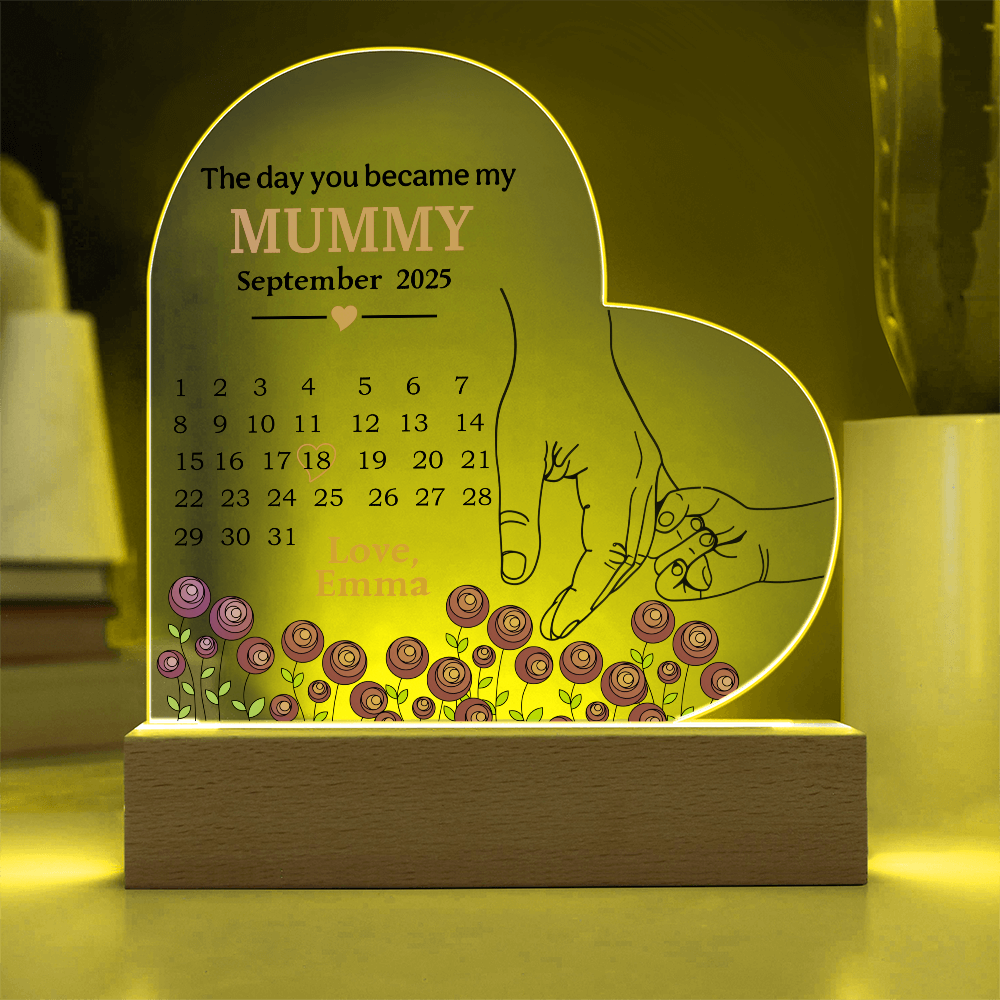 Personalized Acrylic Heart Plaque for Mummy - Mother's Day Gift – The Day You Became My Mummy