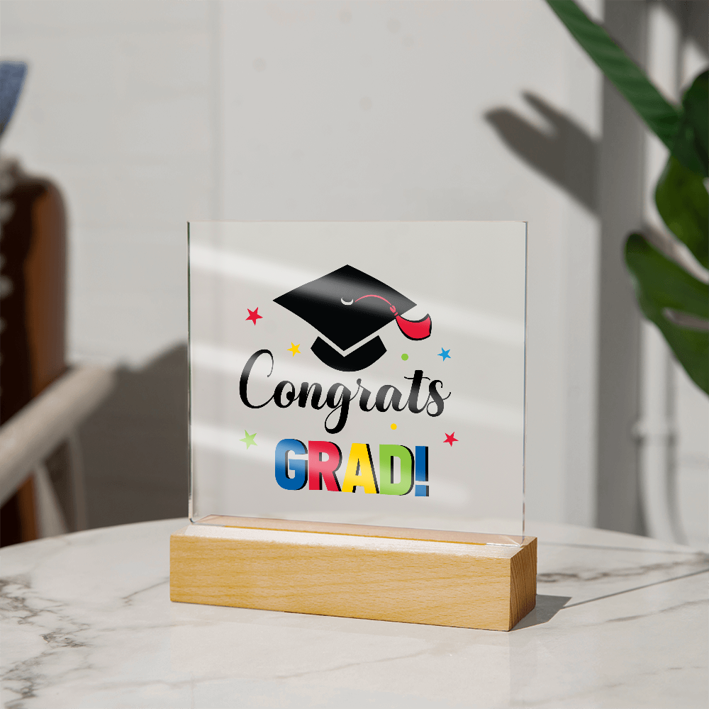 Acrylic Square Plaque - Congrats grad, Graduation