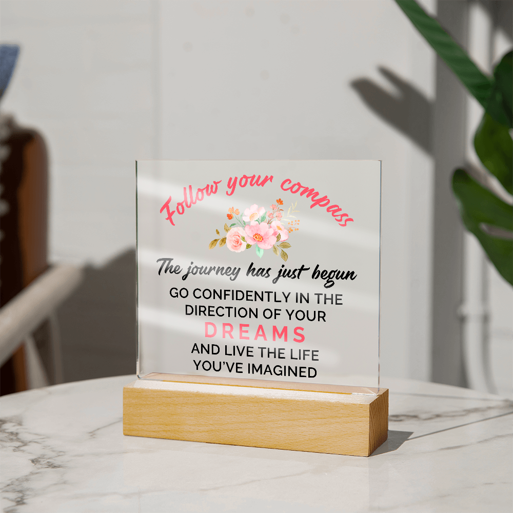 Acrylic Square Plaque - Graduation, Follow Your Compass