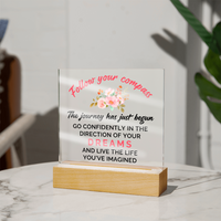 Acrylic Square Plaque - Graduation, Follow Your Compass