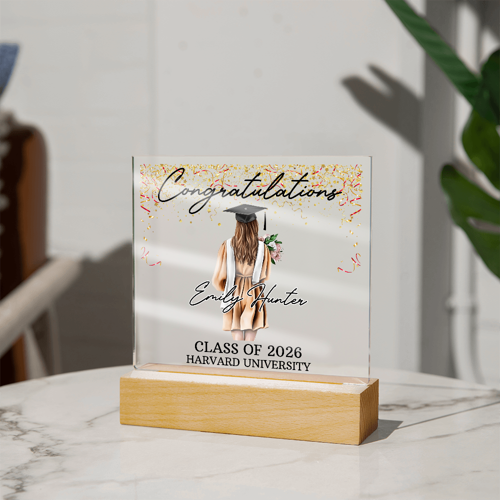 Acrylic Square Plaque - Personalized Graduation Gift For Her, Class Of 2026
