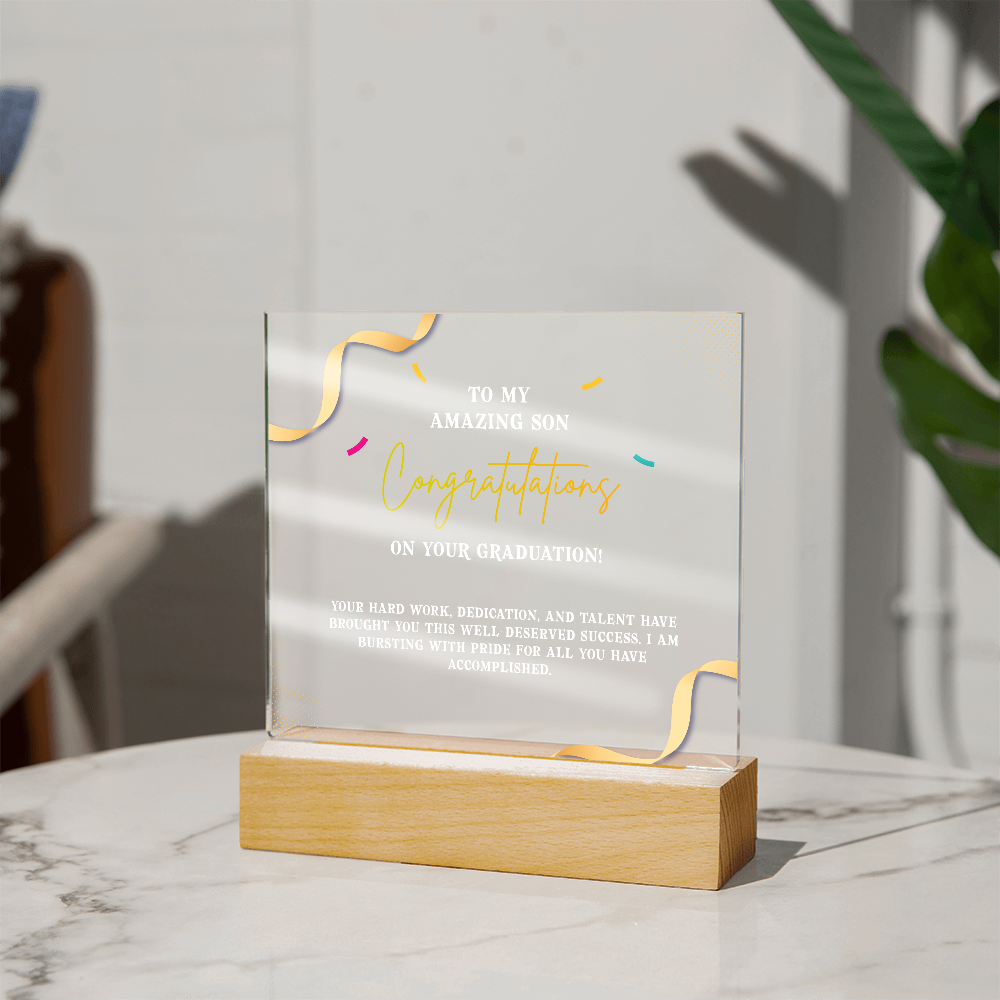 Acrylic Square Plaque - Graduation, To My Amazing Son