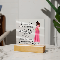 Personalized Acrylic Square Plaque for Mom to Be / Future Mom - Mother's Day Gift - New Adventure