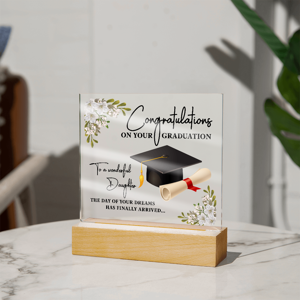 Acrylic Square Plaque - Graduation, Congratulations Daughter