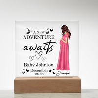 Personalized Acrylic Square Plaque for Mom to Be / Future Mom - Mother's Day Gift - New Adventure