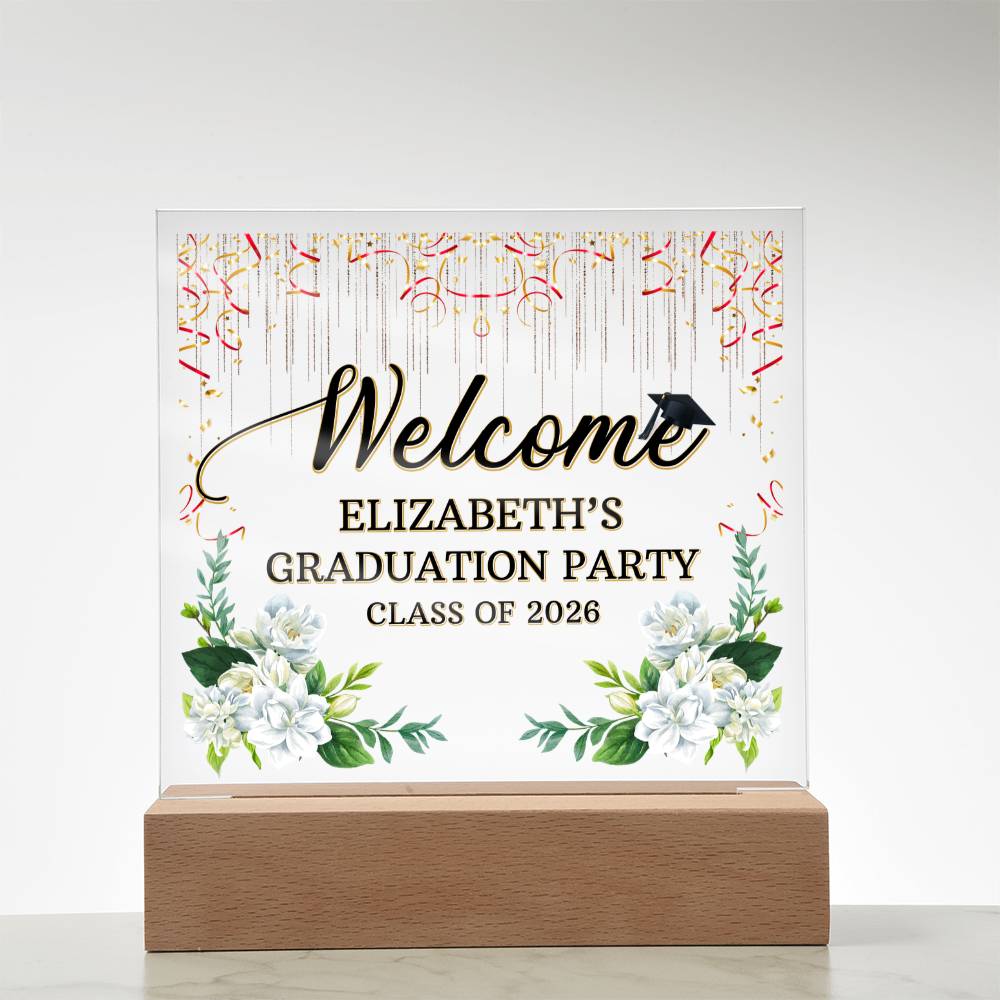 Personalized Acrylic Square Plaque - Graduation Party For Her