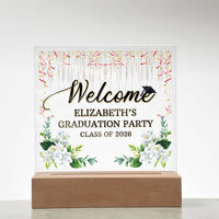 Personalized Acrylic Square Plaque - Graduation Party For Her