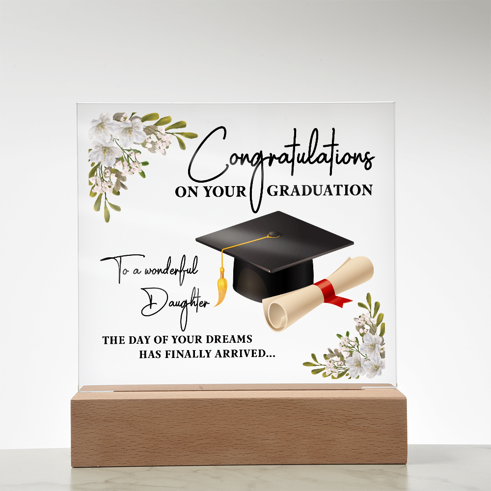 Acrylic Square Plaque - Graduation, Congratulations Daughter
