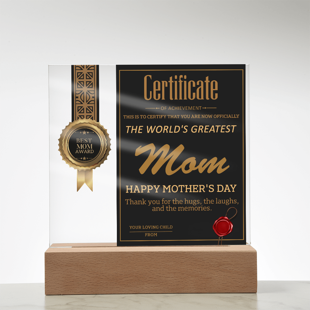 Acrylic Square Plaque – World's Greatest Mom Mother's Day - TreasuredTale