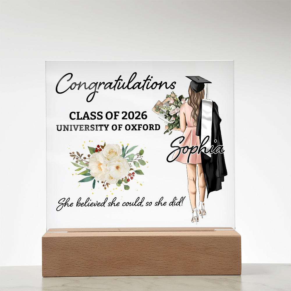 Acrylic Square Plaque - Personalized Graduation Gift For Her