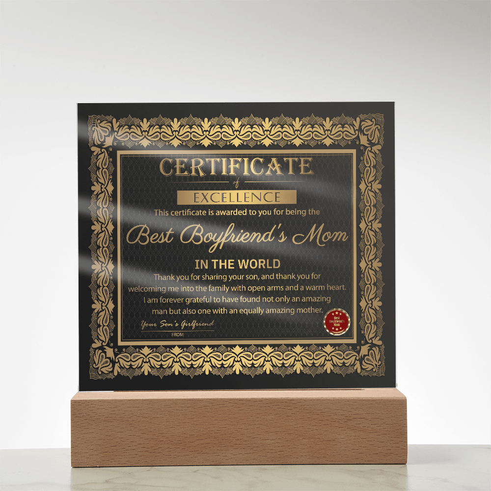 Acrylic Square Plaque – Best Boyfriend's Mom Gift - TreasuredTale