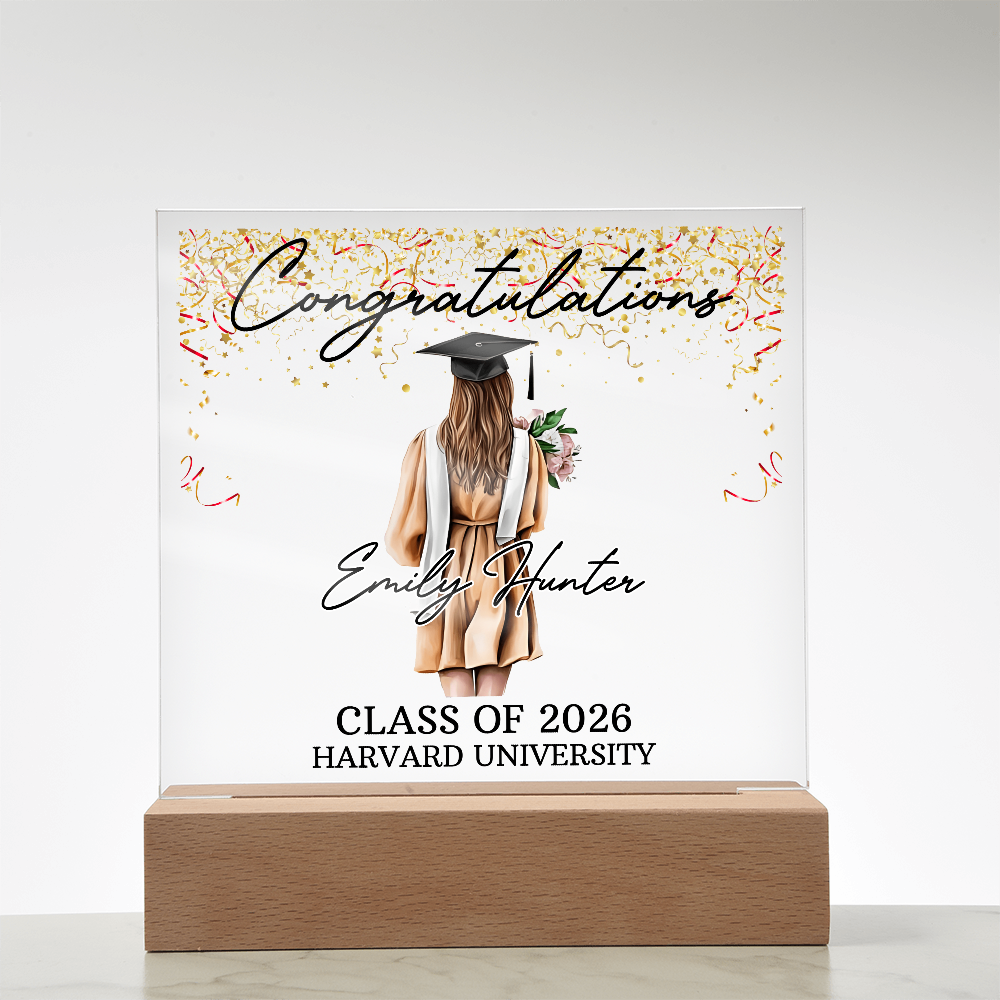 Acrylic Square Plaque - Personalized Graduation Gift For Her, Class Of 2026