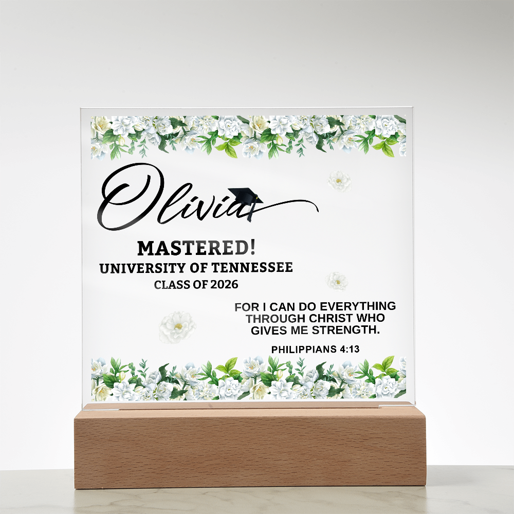 Personalized Acrylic Square Plaque - Graduation, Masters,  Religion