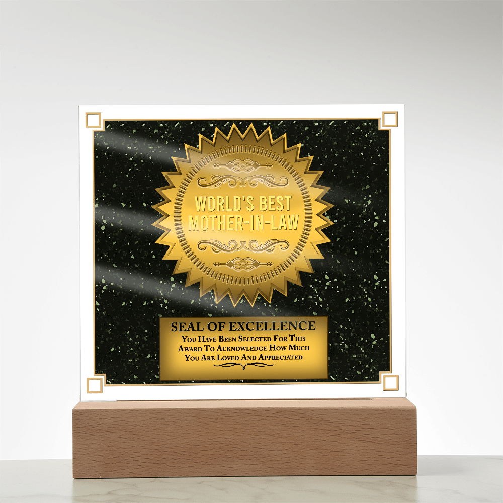 Acrylic Square Plaque – World's Best Mother - in - Law Gift - TreasuredTale
