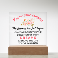 Acrylic Square Plaque - Graduation, Follow Your Compass